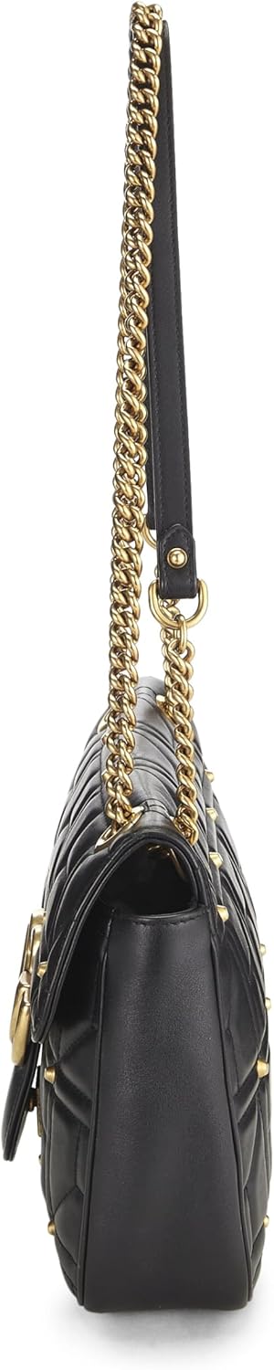 Gucci, Black Studded Leather GG Marmont Shoulder Bag, Black