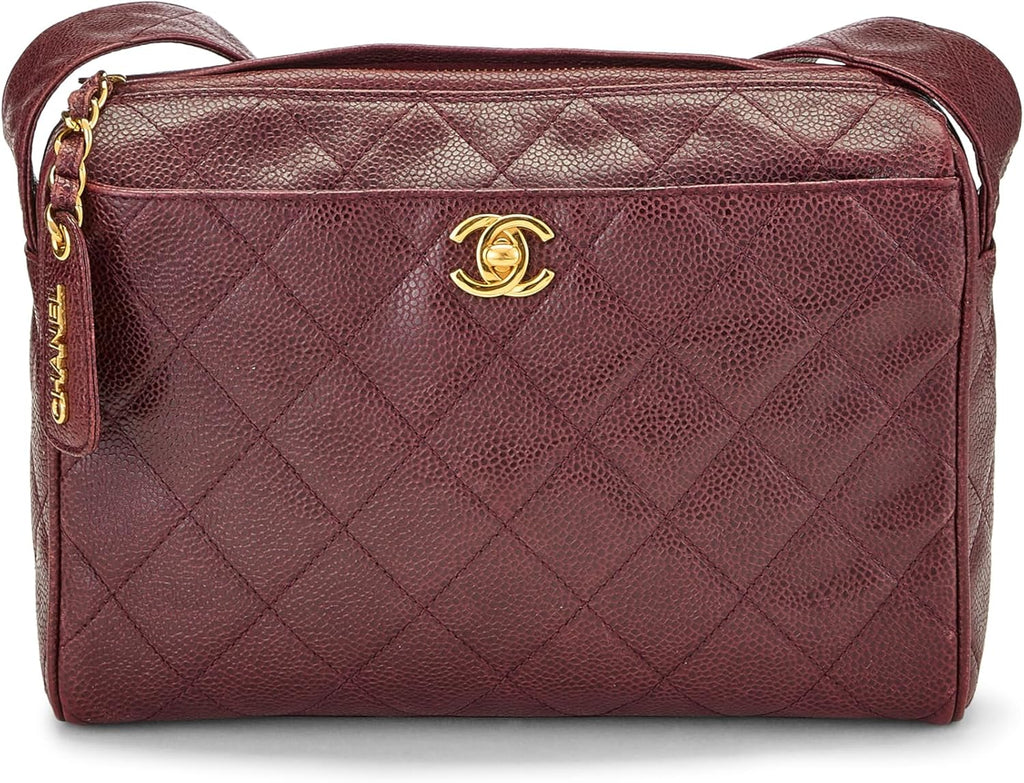 Chanel, Burgundy Quilted Caviar Shoulder Bag, Burgundy