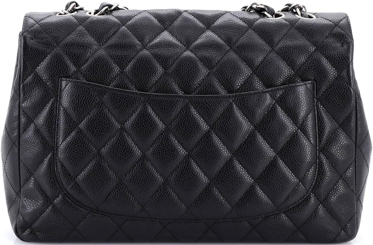 Chanel, Classic Single Flap Bag Quilted Caviar Jumbo, Black