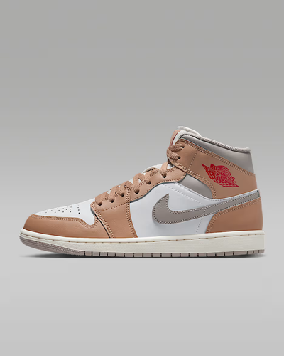 Nike Air Jordan 1 Mid "Hemp/White/College Gray/Fire Red" DQ8426-200 Men's