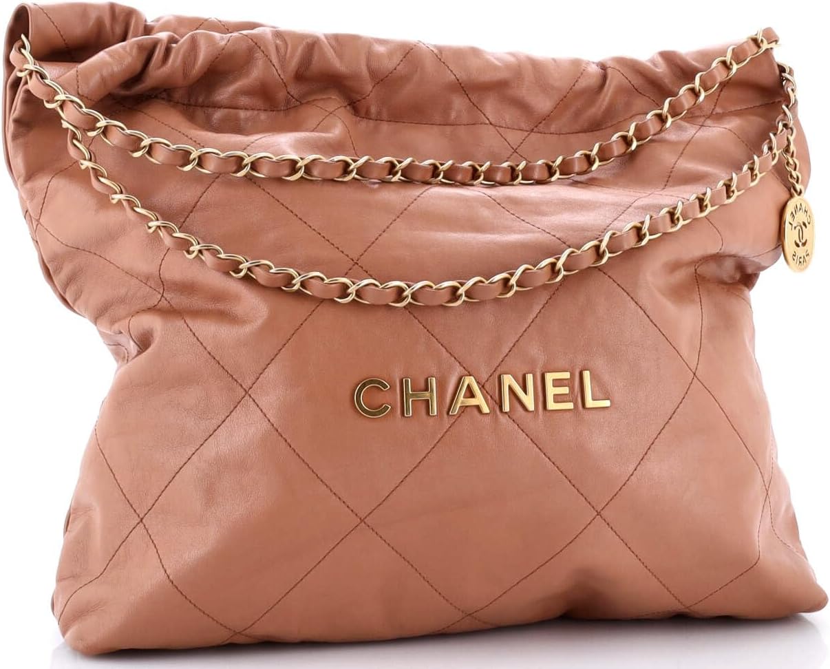 Chanel, 22 Chain Hobo Quilted Calfskin Medium, Neutral
