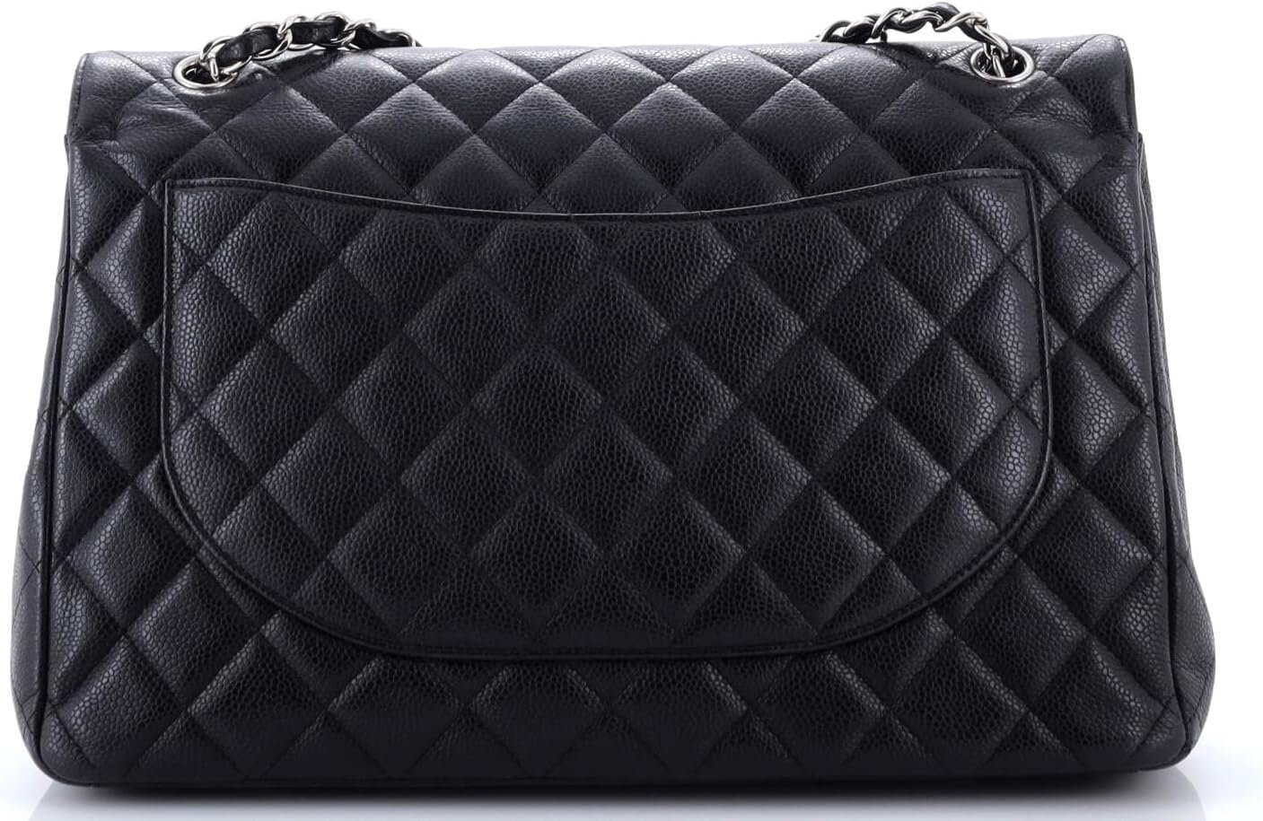 Chanel, Classic Double Flap Bag Quilted Caviar Maxi, Black