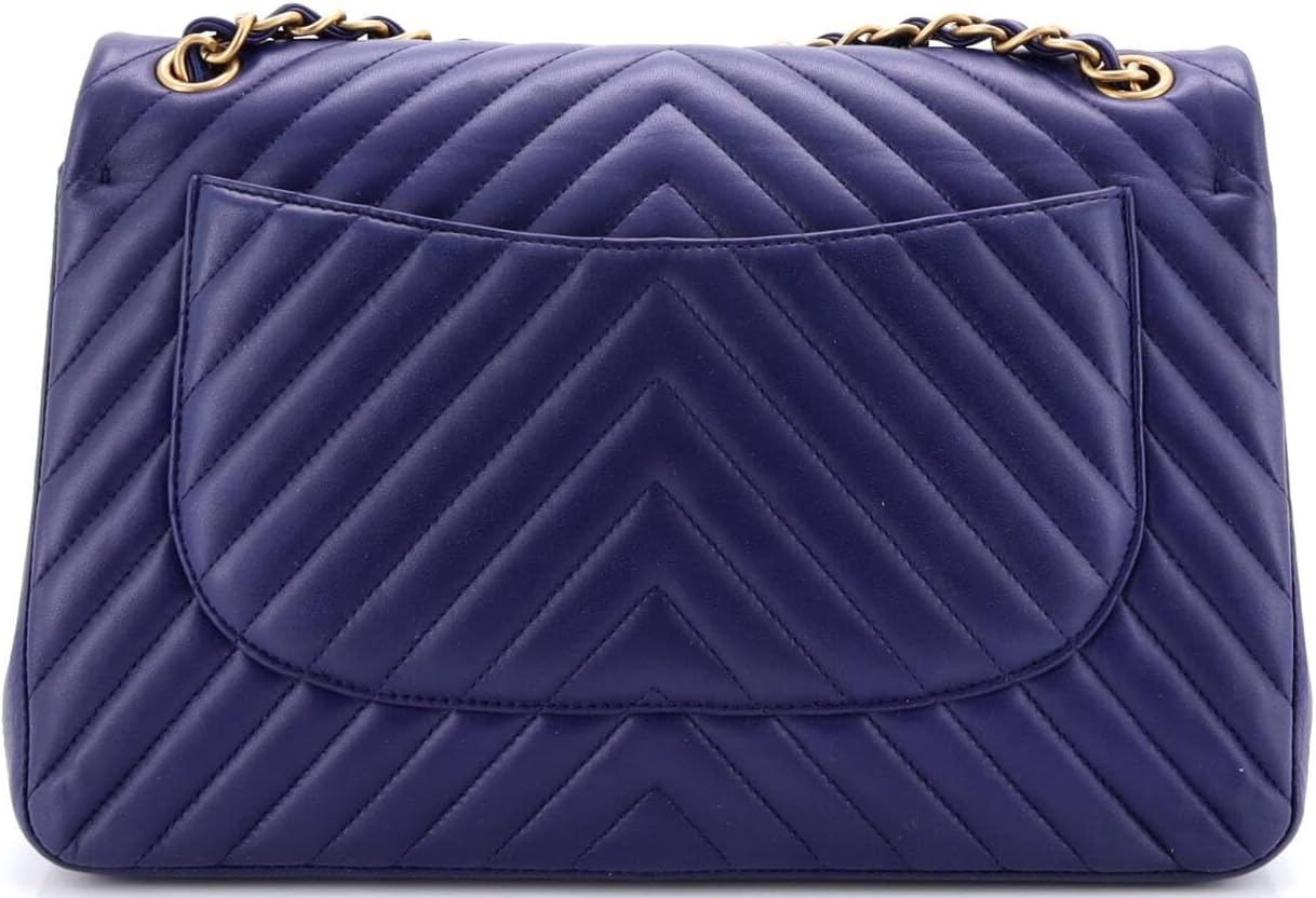 Chanel, Classic Double Flap Bag Chevron Lambskin Jumbo, Blue