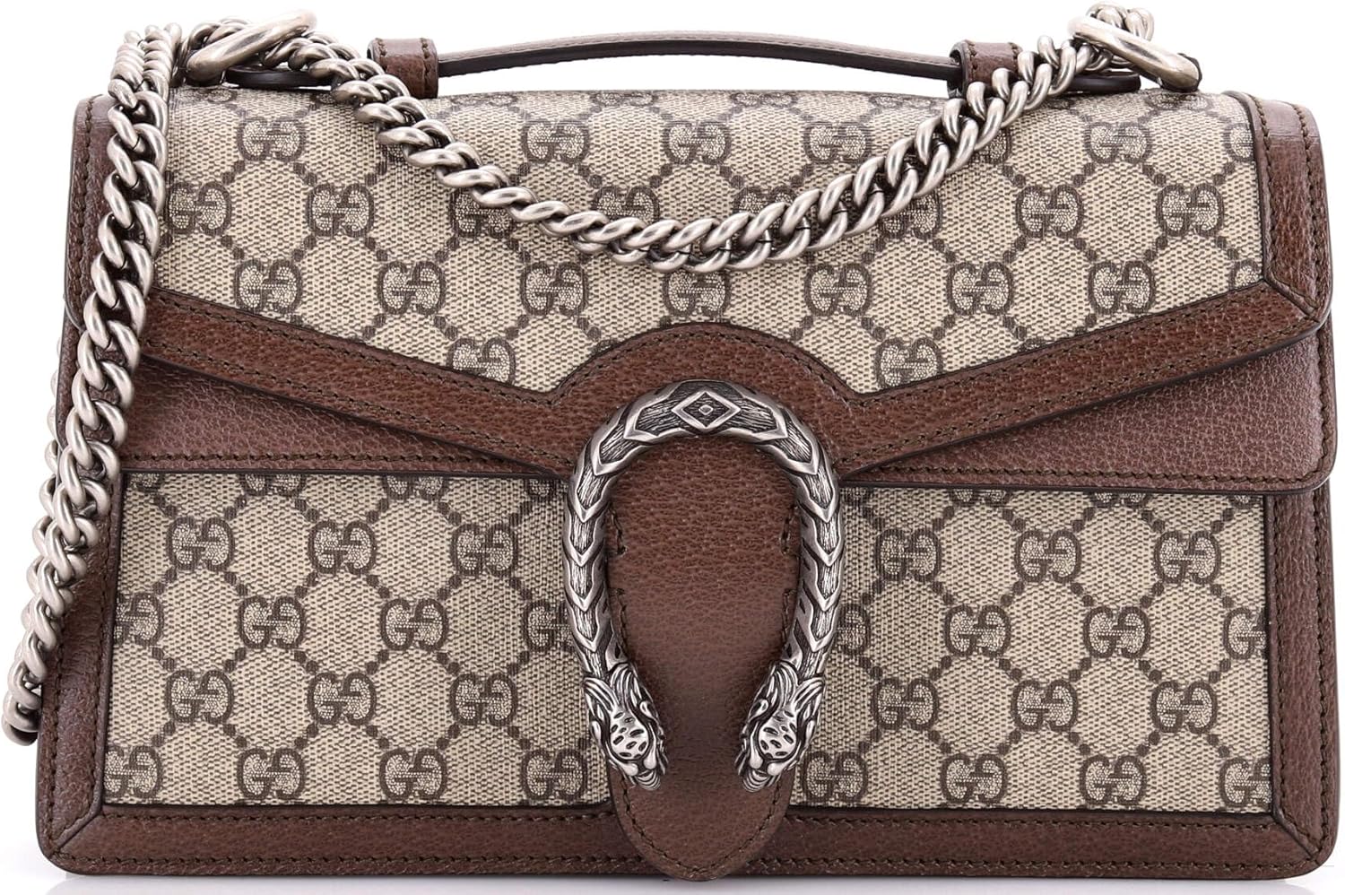 Gucci, Dionysus Top Handle Chain Bag GG Coated Canvas Small, Brown