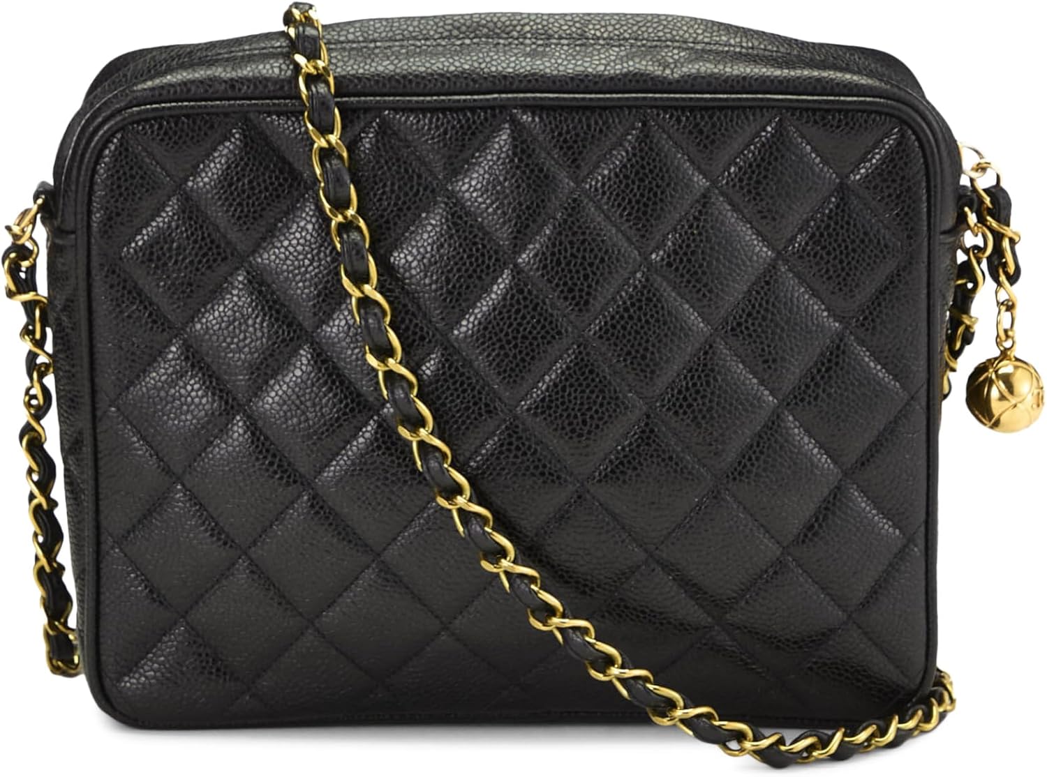Chanel, Black Quilted Caviar Pocket Camera Bag Medium, Black