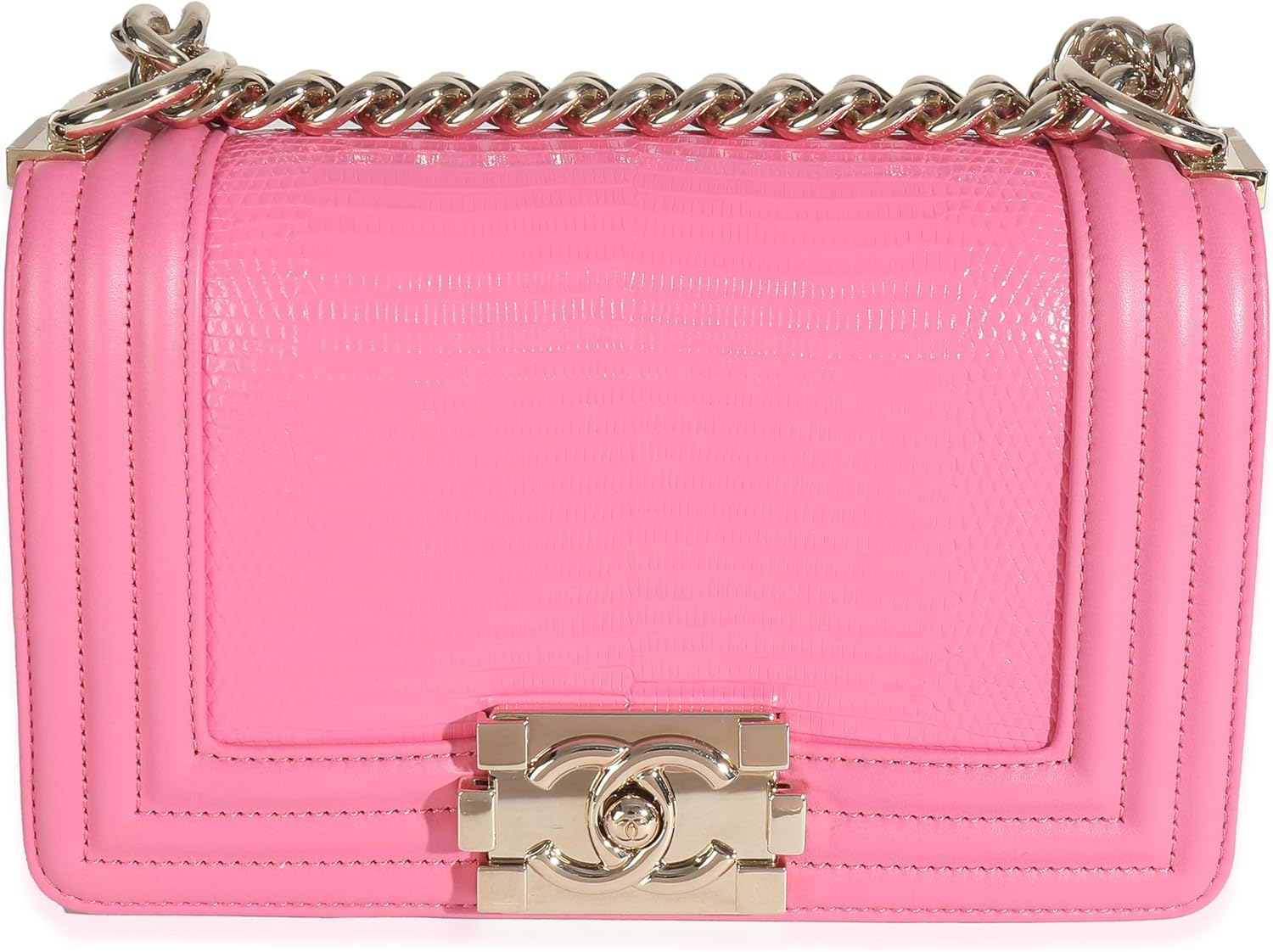 Chanel, Pink Lambskin Lizard Small Boy Bag, Pink