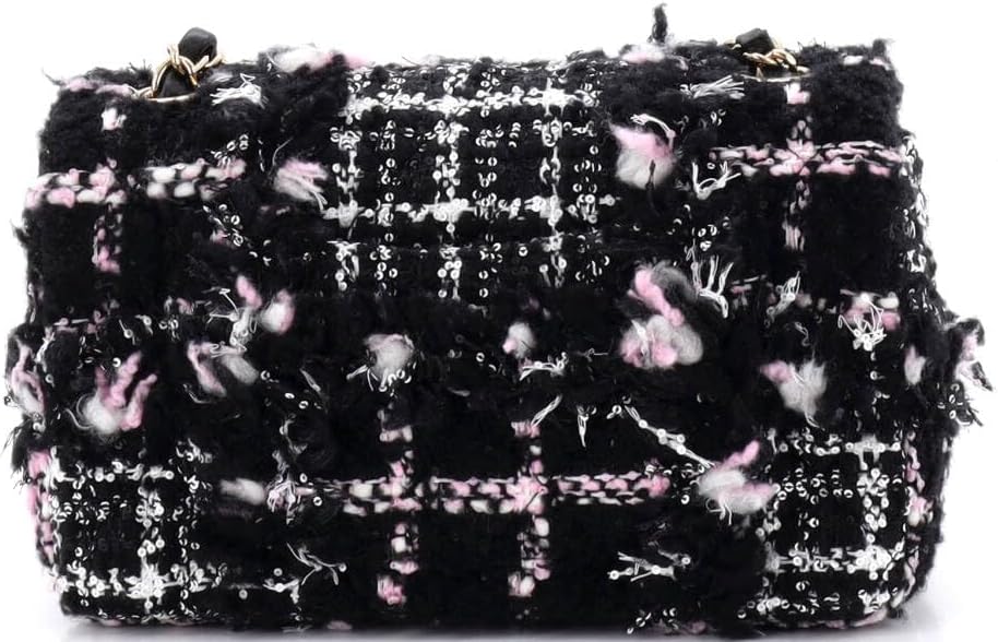 Chanel, Classic Single Flap Bag Quilted Tweed and Sequins Mini, Black