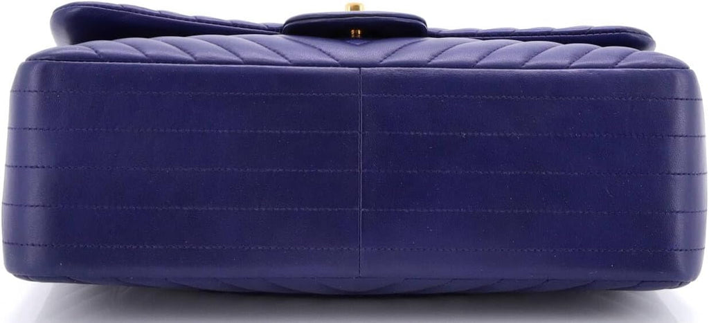 Chanel, Classic Double Flap Bag Chevron Lambskin Jumbo, Blue