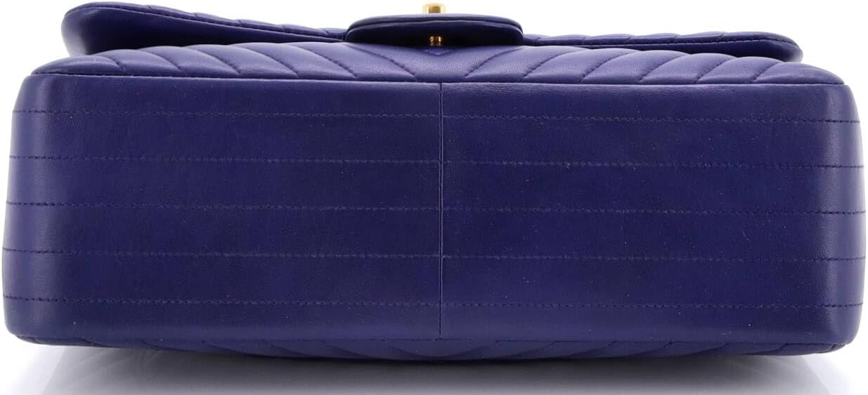 Chanel, Classic Double Flap Bag Chevron Lambskin Jumbo, Blue