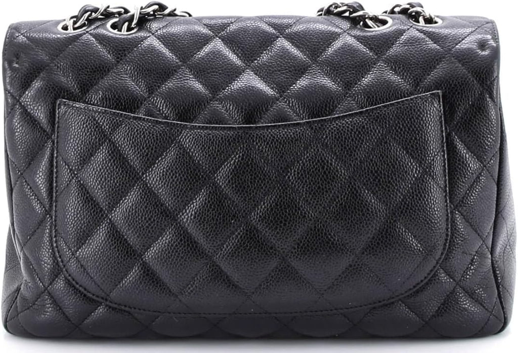 Chanel, Classic Single Flap Bag Quilted Caviar Jumbo, Black