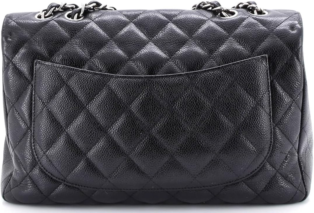 Chanel, Classic Single Flap Bag Quilted Caviar Jumbo, Black