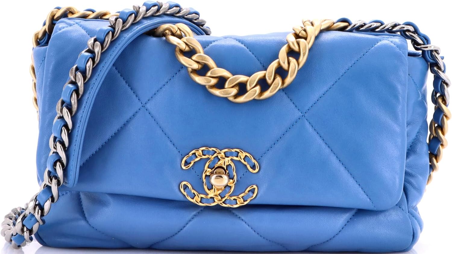 Chanel, 19 Flap Bag Quilted Leather Medium, Blue
