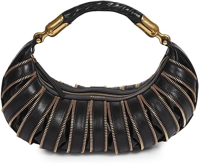 Balmain, Medium Ebene Leather Top Handle Bag, Noir