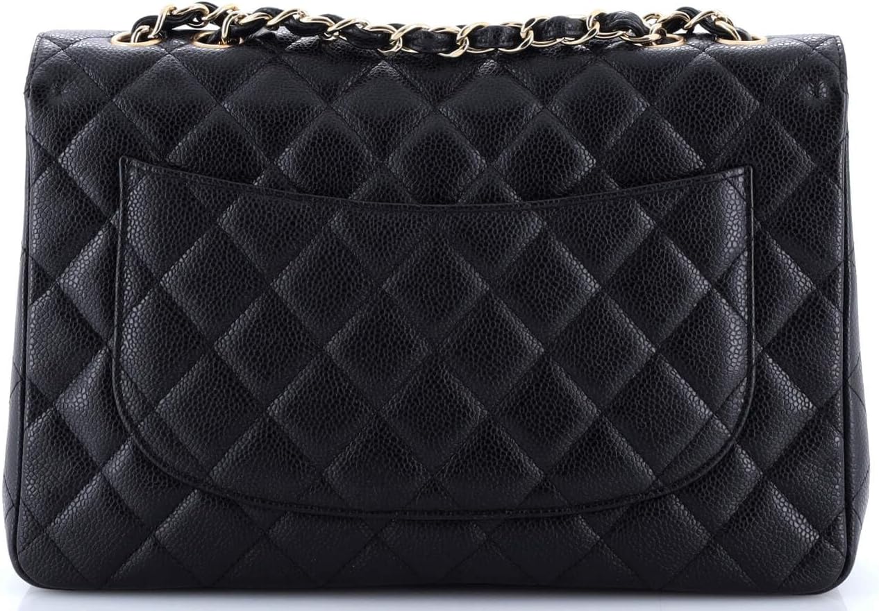 Chanel, Classic Single Flap Bag Quilted Caviar Jumbo, Black