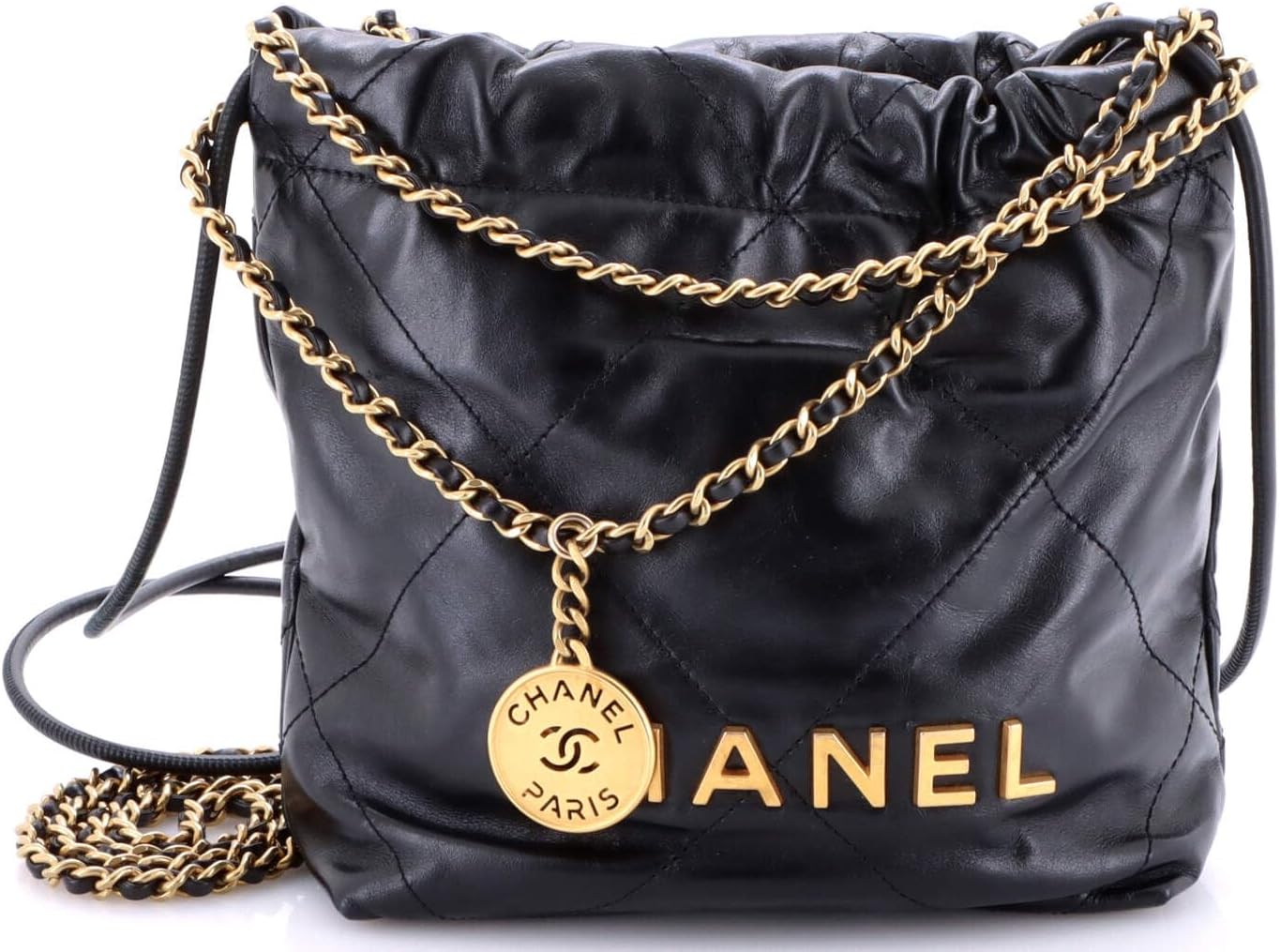 Chanel, 22 Chain Hobo Quilted Calfskin Mini, Black