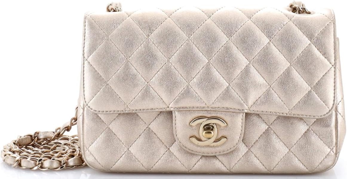 Chanel, Classic Single Flap Bag Quilted Metallic Lambskin Mini, Gold