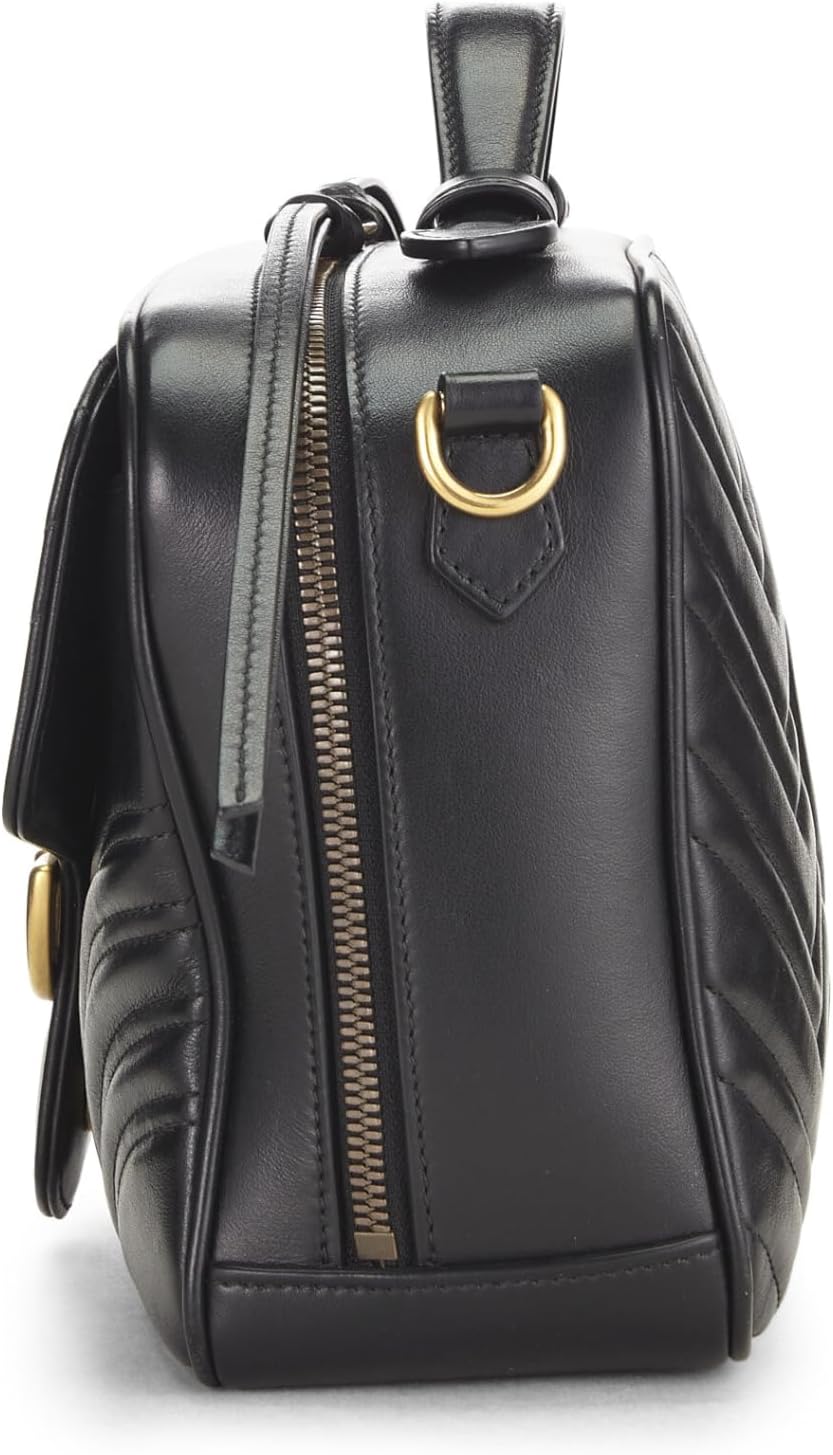 Gucci, Black Leather GG Marmont Shoulder Bag Small, Black