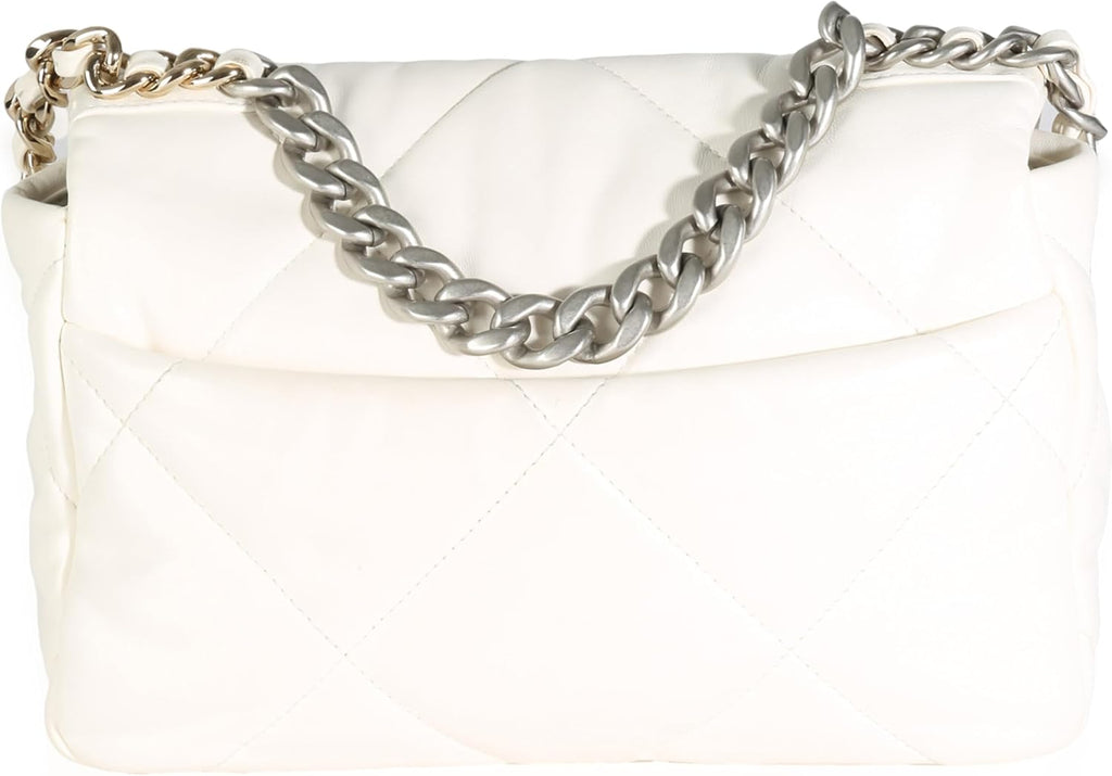 Chanel, White Quilted Lambskin Small 19 Flap Bag, White