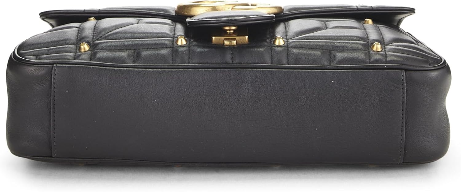 Gucci, Black Studded Leather GG Marmont Shoulder Bag, Black