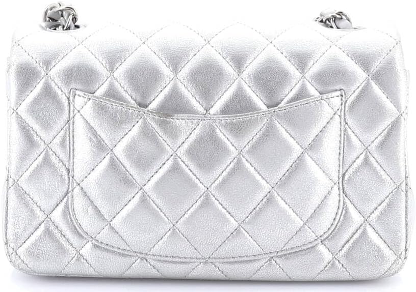 Chanel, Classic Single Flap Bag Quilted Metallic Lambskin Mini, Silver