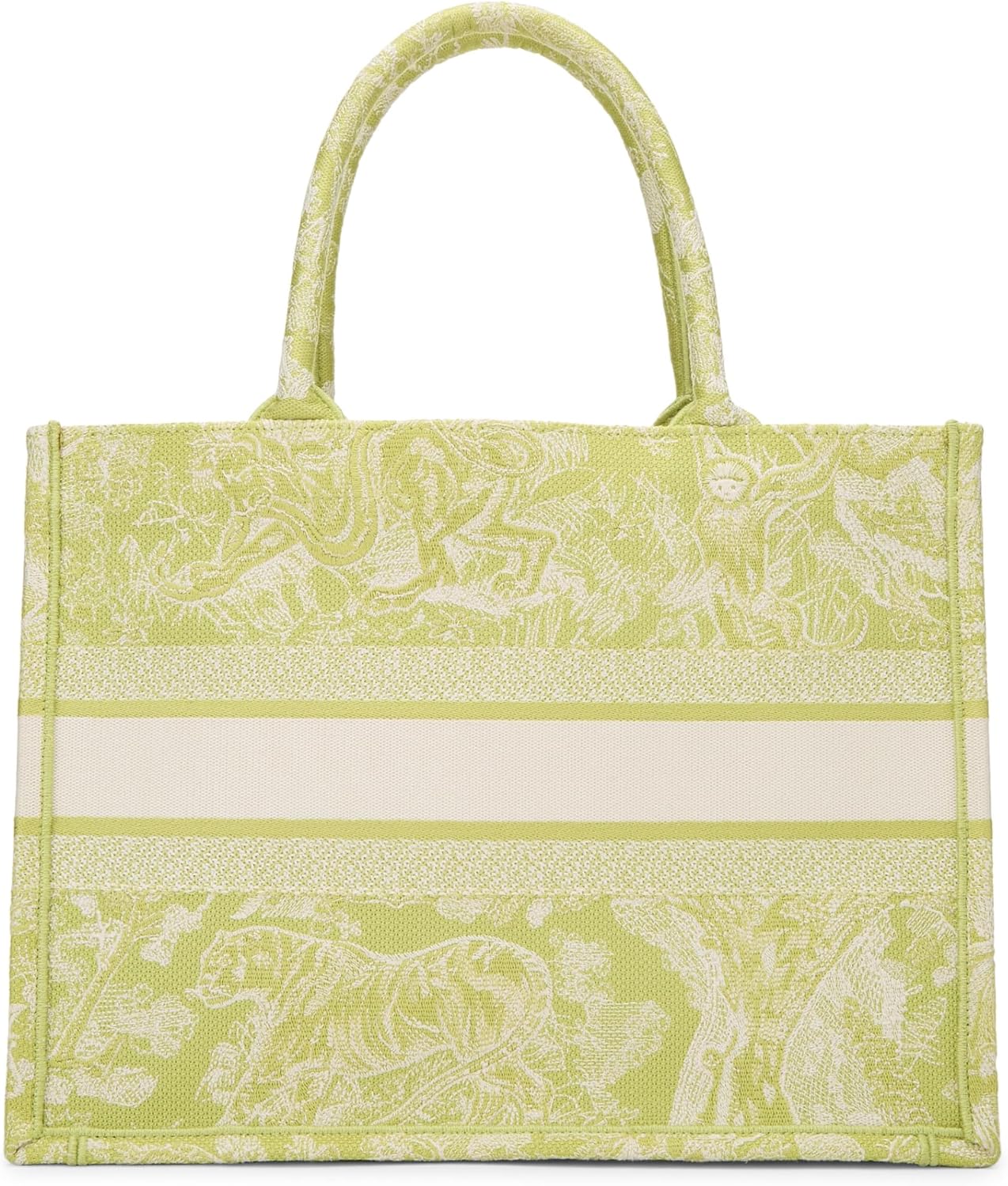 Christian Dior, Green Embroidered Canvas Book Tote Medium, Green