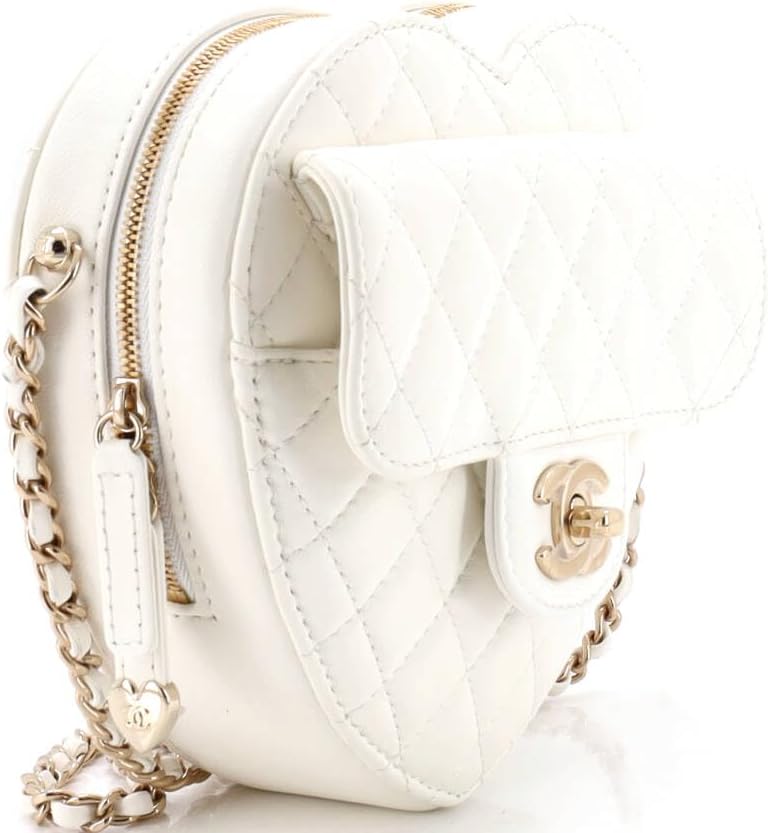 Chanel, CC in Love Heart Bag Quilted Lambskin, White