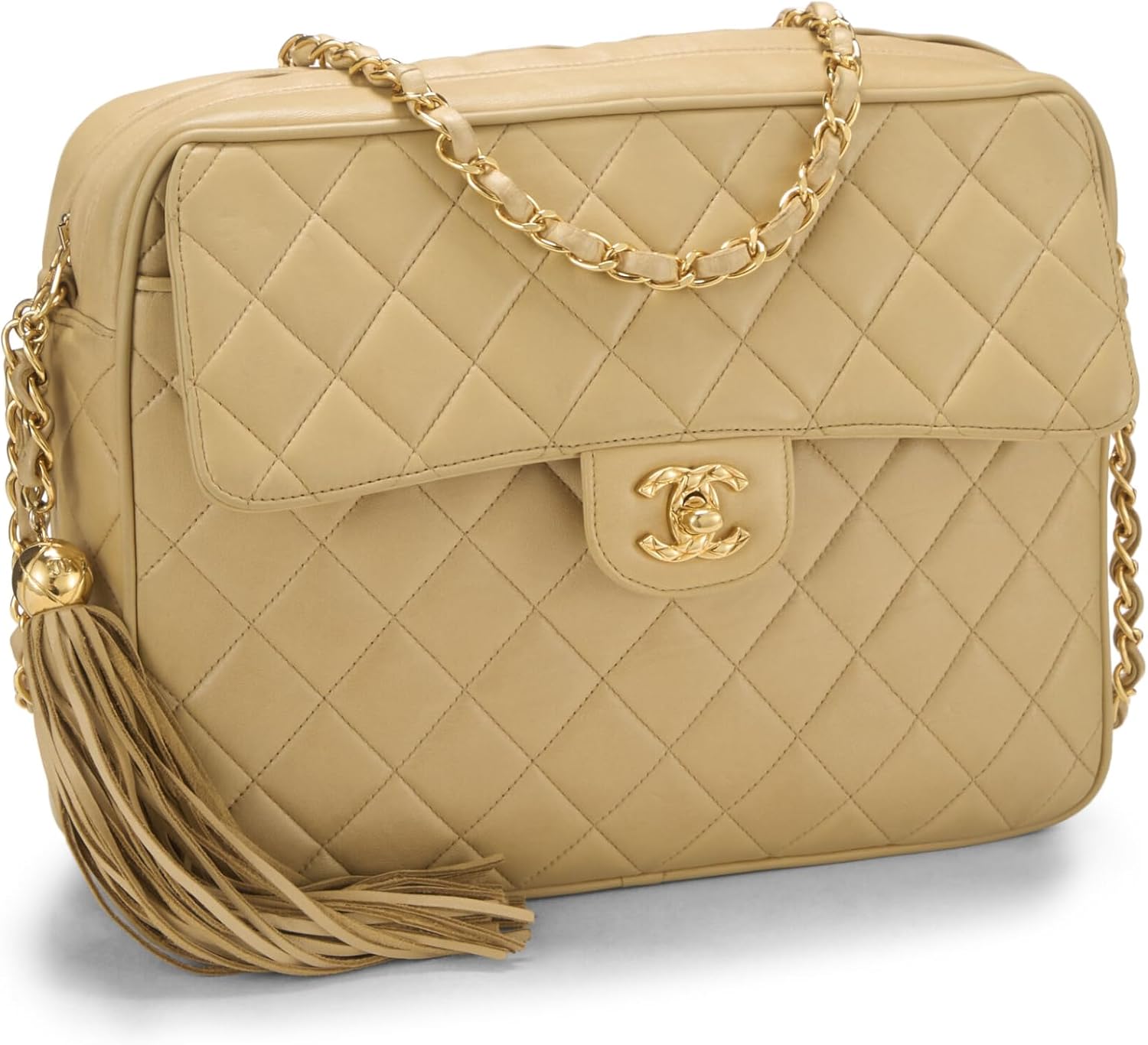 Chanel, Beige Quilted Lambskin Pocket Camera Bag Large, Beige
