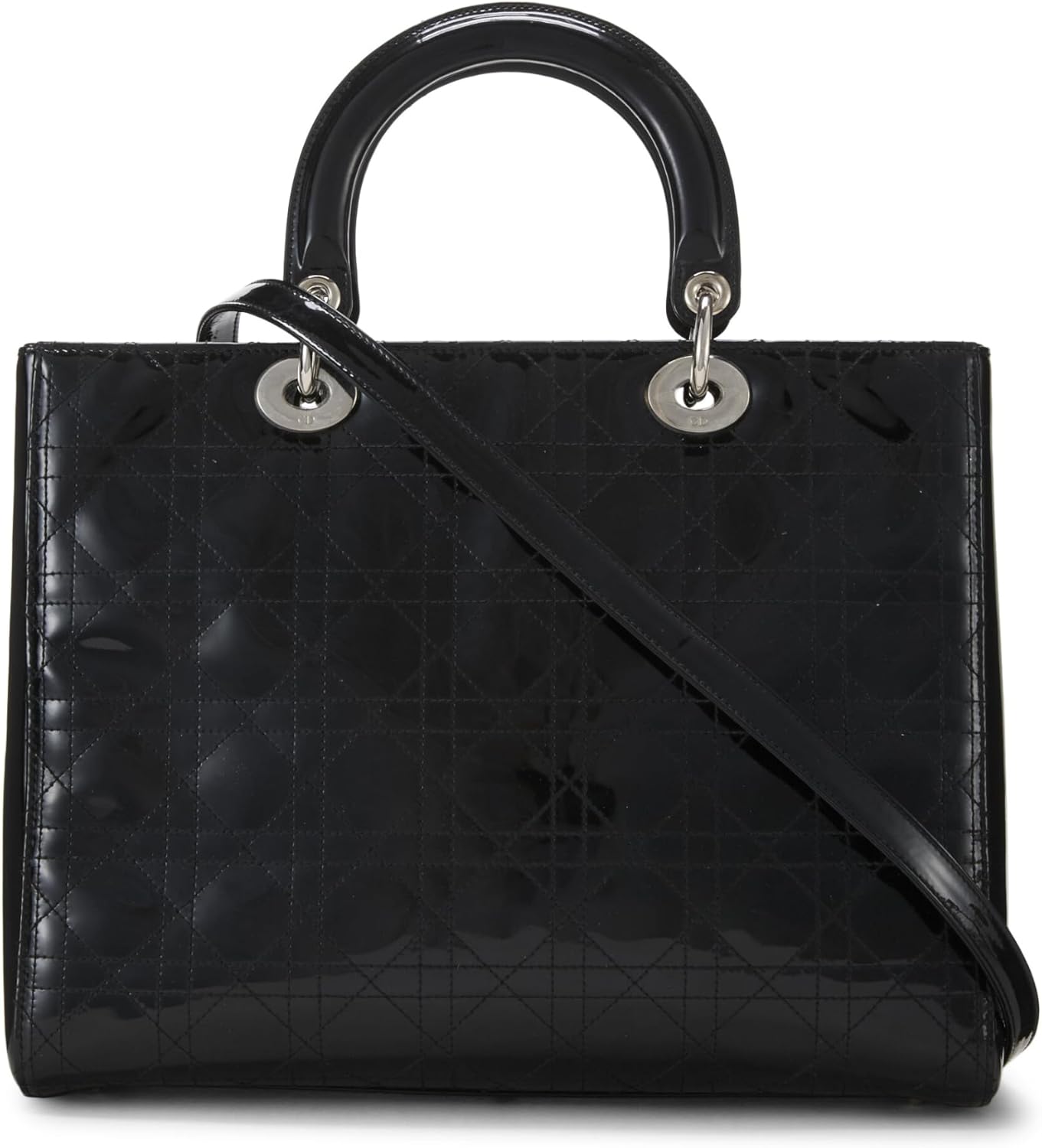 Christian Dior, Black Cannage Patent Leather Lady Dior Large, Black