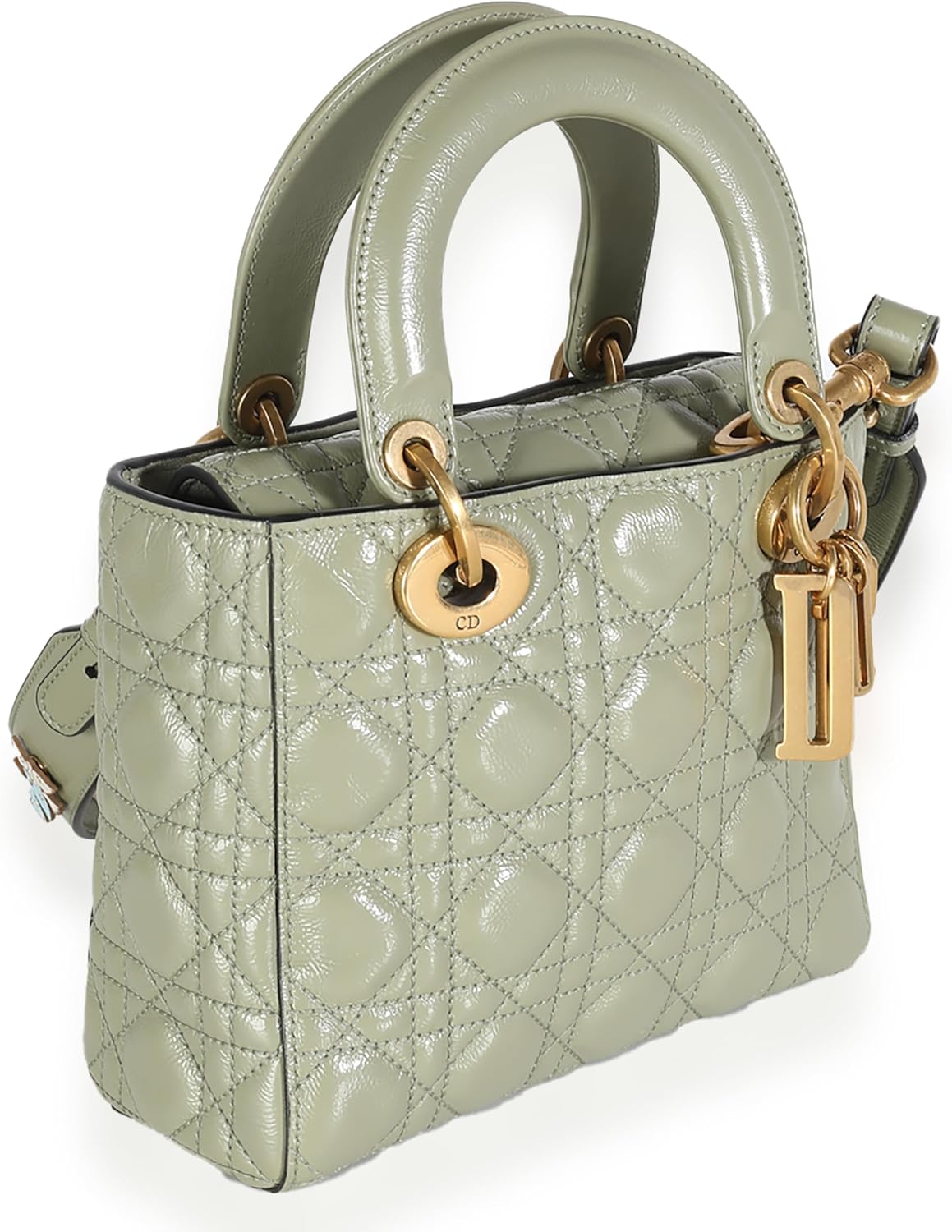Dior, Green Crinkled Patent Cannage Lucky Badges My Lady Dior Bag, Green