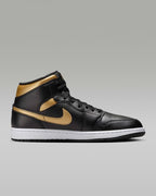 Nike Air Jordan 1 Mid "Black/Metallic Gold" DQ8426-071 Sneakers [US 7-15]