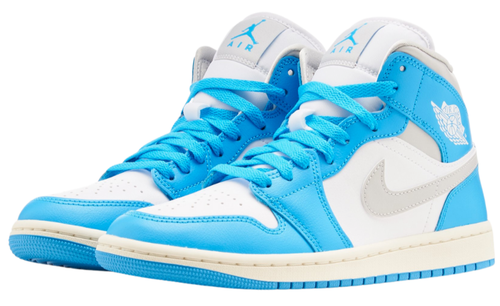 Nike Air Jordan 1 Mid Dark Powder Blue White Grey BQ6472-400 Women's Size