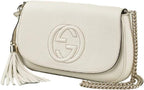 Gucci Soho Off White Leather Handbag Crossbody Clutch Ivory Italy Bag GG NEW
