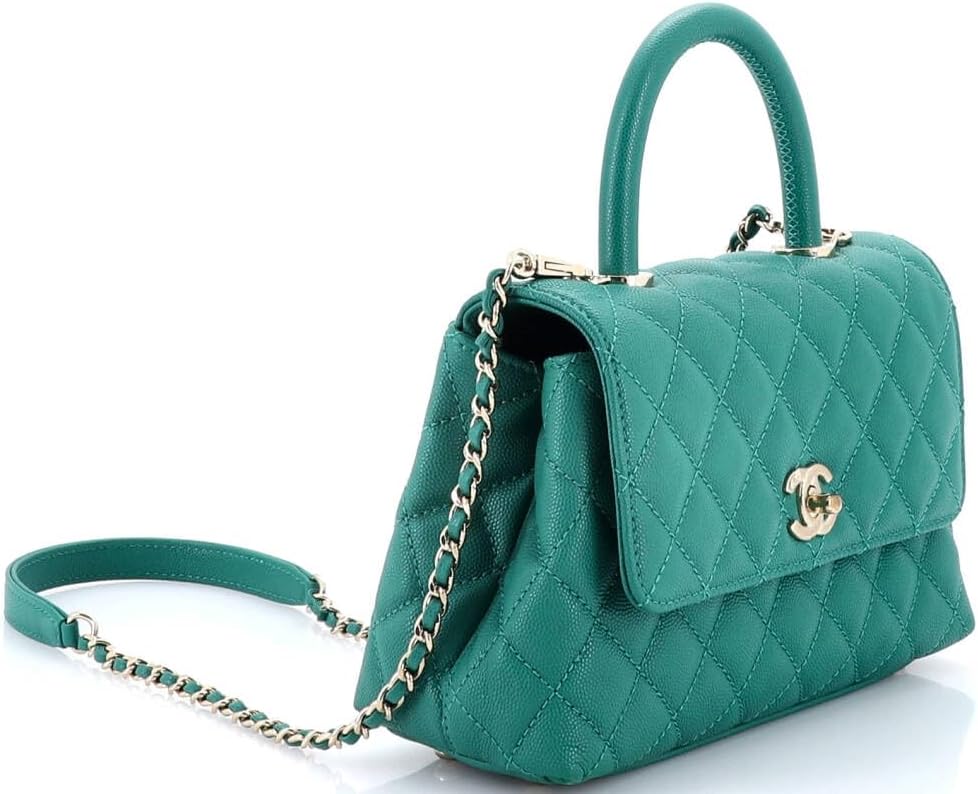 Chanel, Coco Top Handle Bag Quilted Caviar Mini, Green