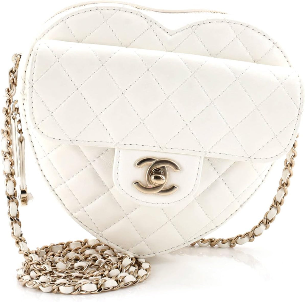 Chanel, CC in Love Heart Bag Quilted Lambskin, White