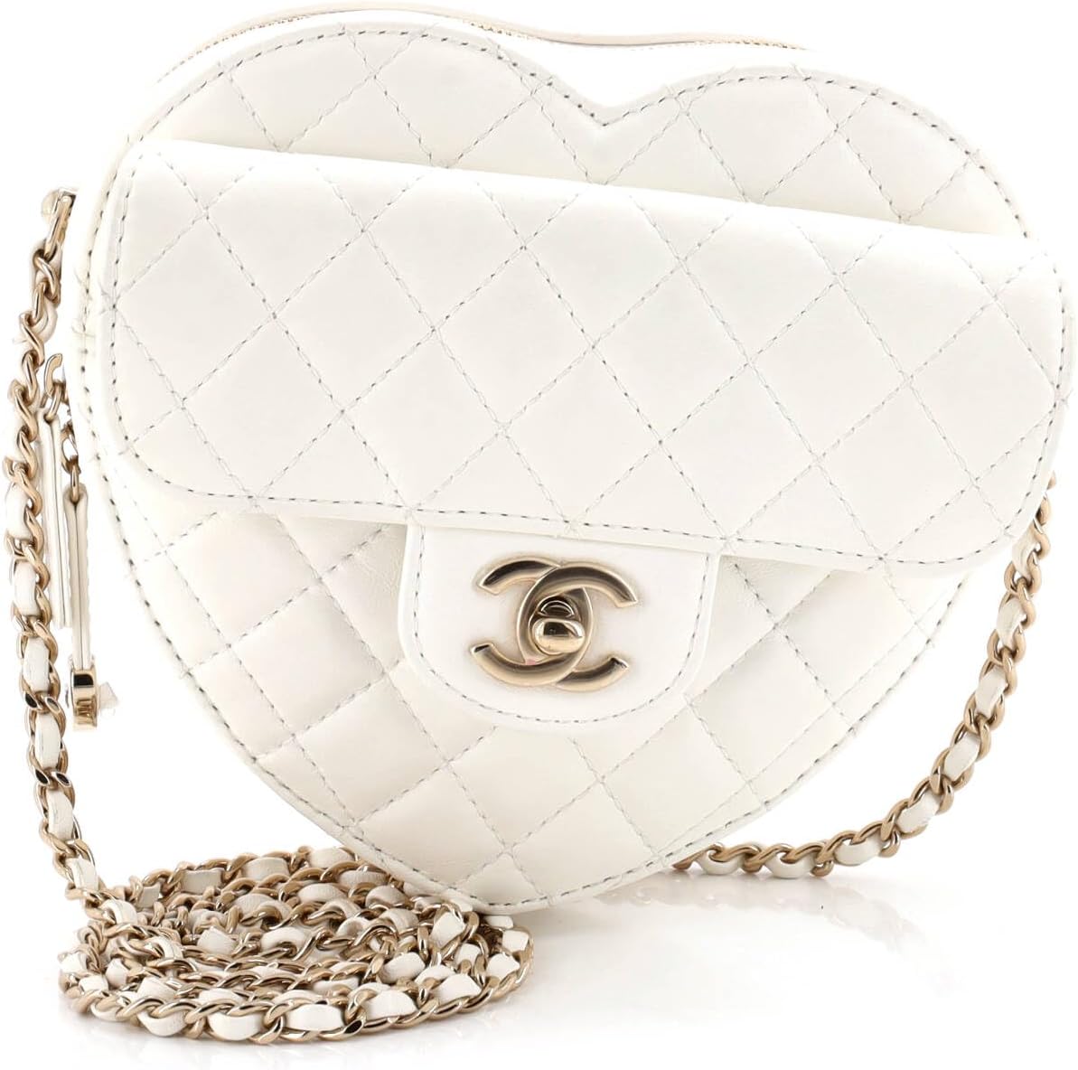 Chanel, CC in Love Heart Bag Quilted Lambskin, White