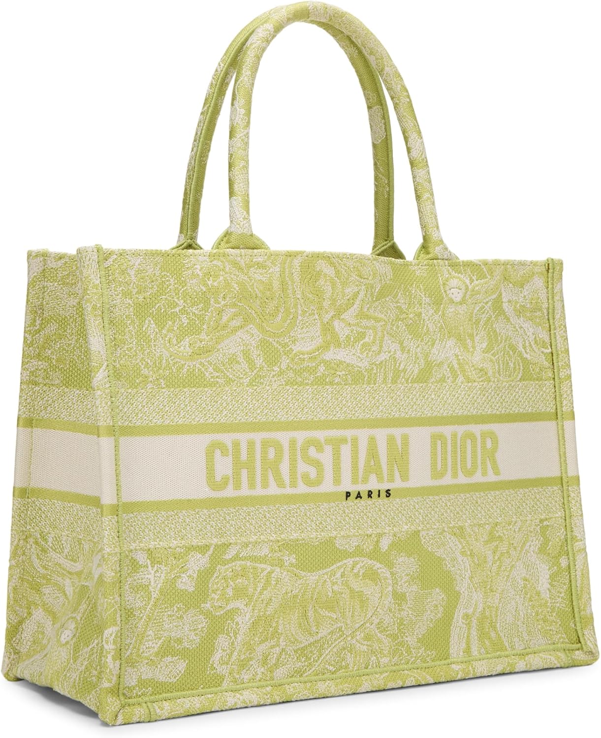 Christian Dior, Green Embroidered Canvas Book Tote Medium, Green