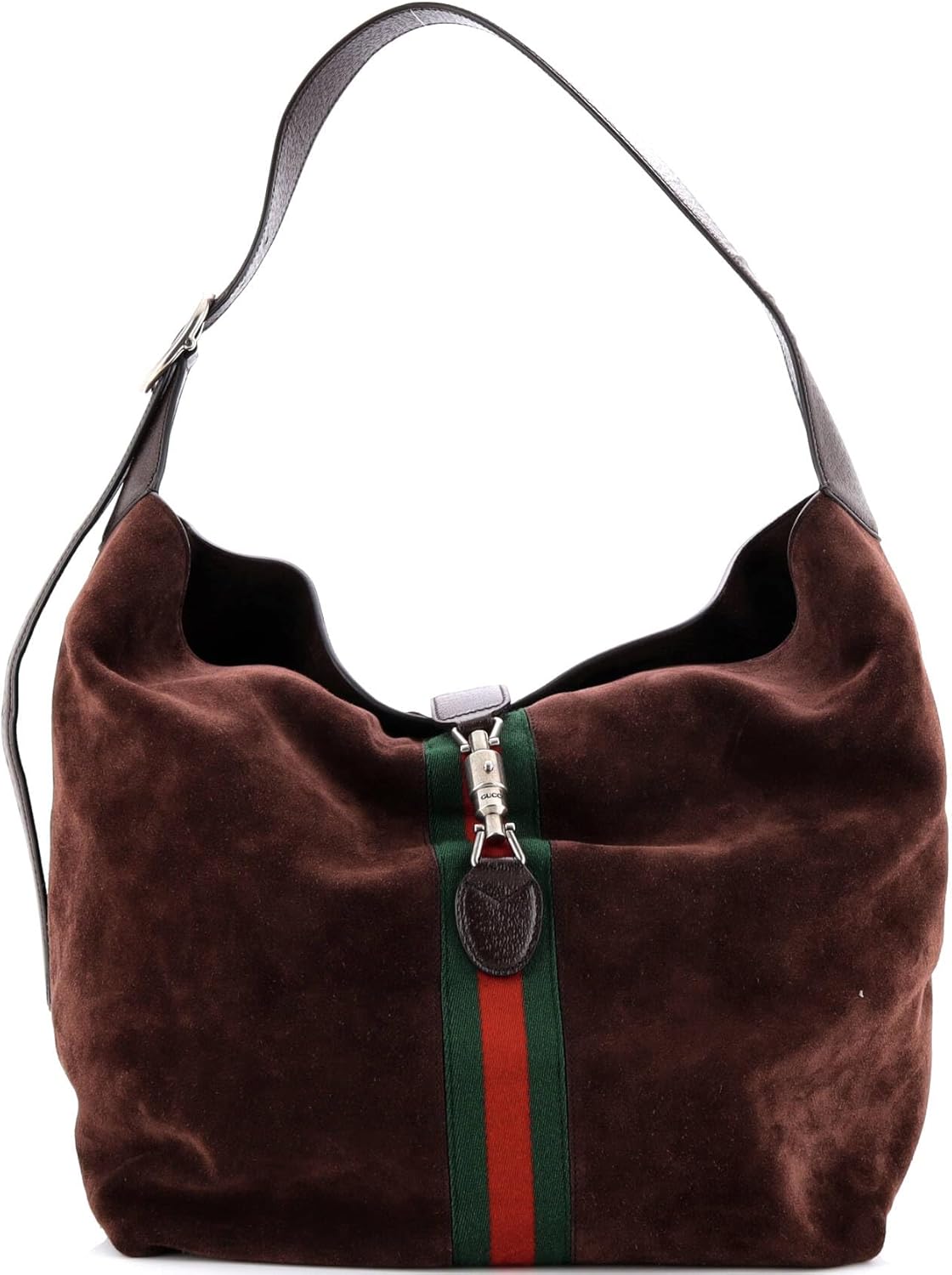 Gucci, Web Jackie 1961 Soft Shoulder Bag Suede Medium, Brown