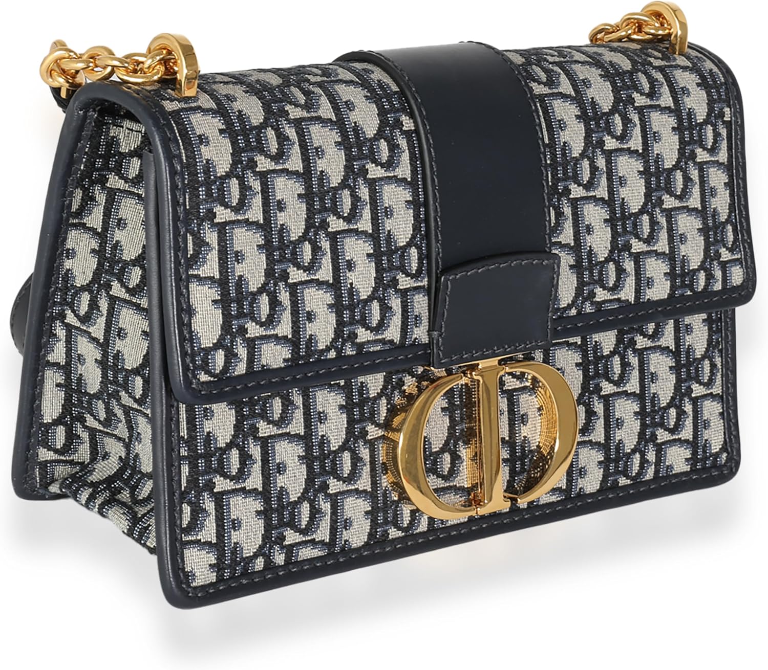 Dior, Navy Oblique Jacquard 30 Montaigne Chain Bag, Beige, Blue