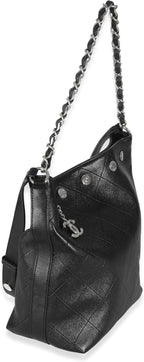 Chanel, Black Quilted Calfskin CC Large Button Bucket Bag, Black