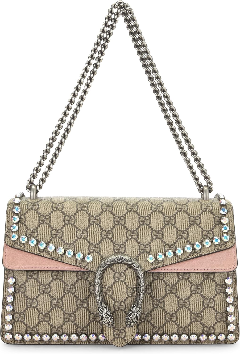 Gucci, Pink GG Supreme Crystal Embellished Dionysus Shoulder Bag Small, Pink