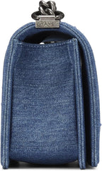 Chanel, Blue Denim & Bouclé Boy Bag Medium, Blue
