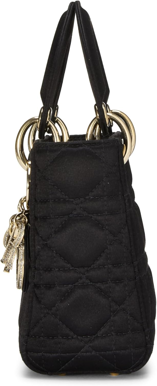 Christian Dior, Black Cannage Satin Lady Dior Mini, Black