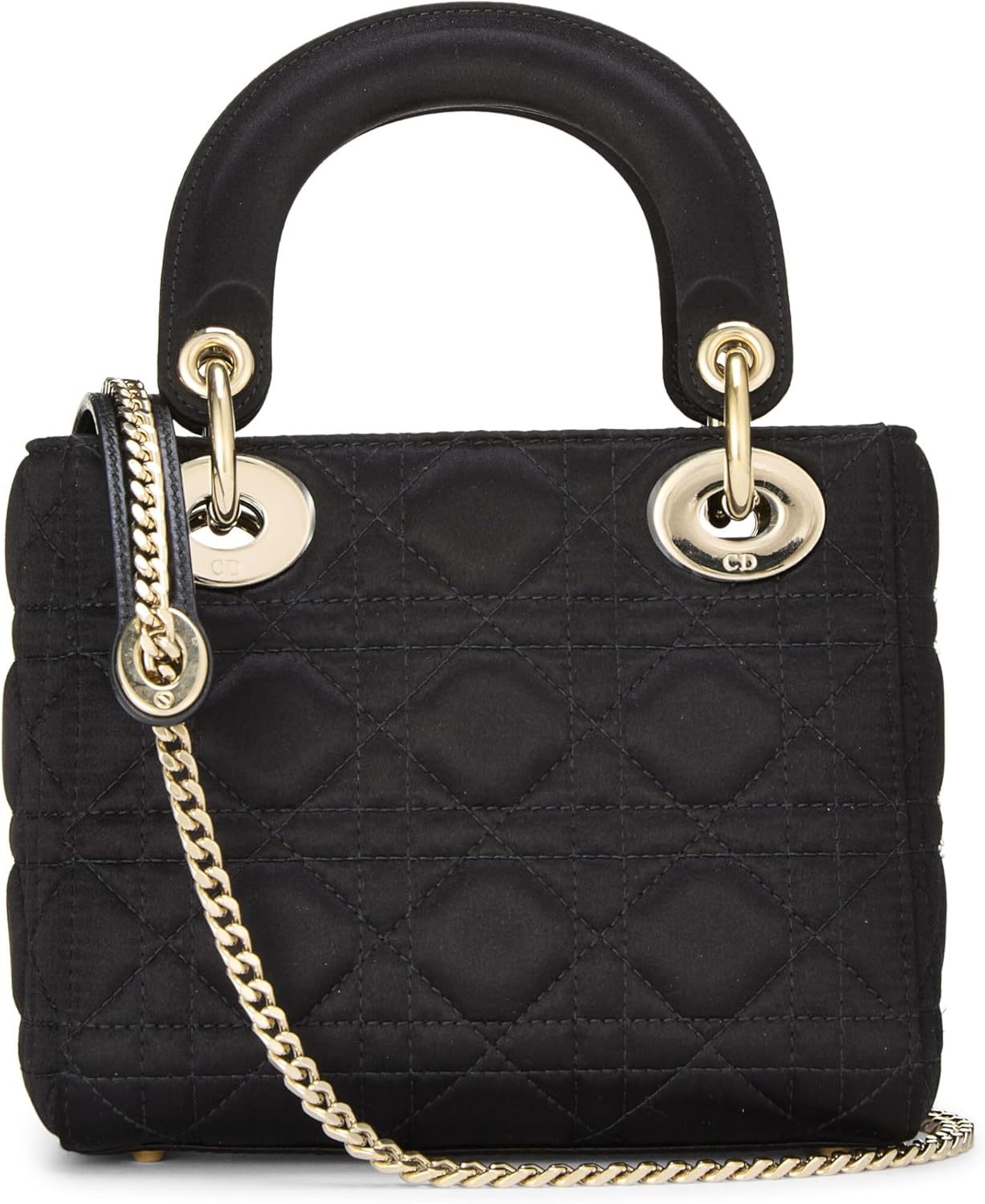 Christian Dior, Black Cannage Satin Lady Dior Mini, Black