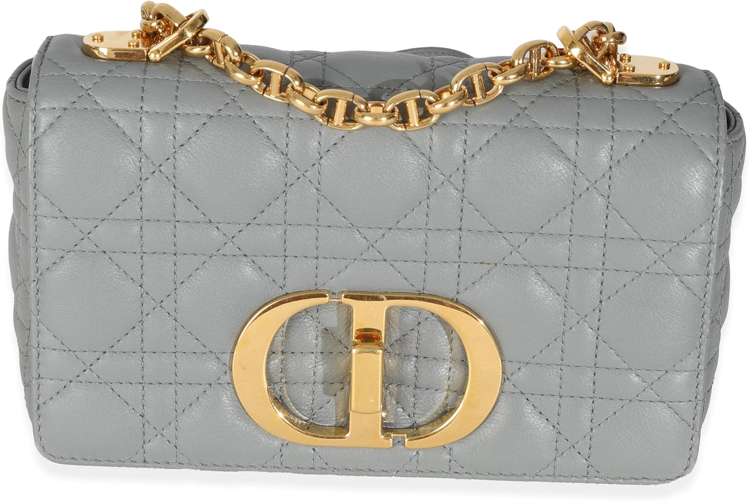 Dior, Blue Supple Calfskin Small Caro Chain Bag, Blue, Gray