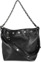 Chanel, Black Quilted Calfskin CC Large Button Bucket Bag, Black