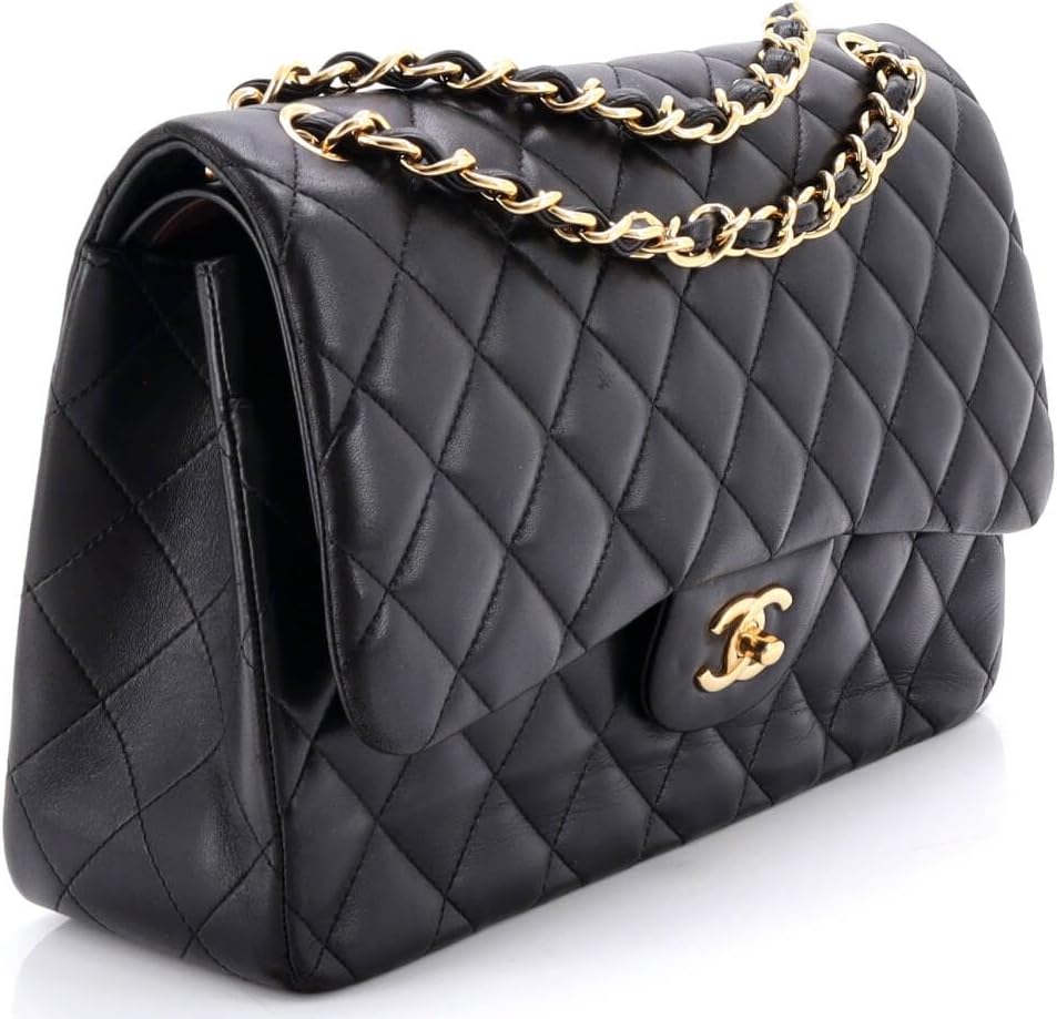 Chanel, Classic Double Flap Bag Quilted Lambskin Jumbo, Black