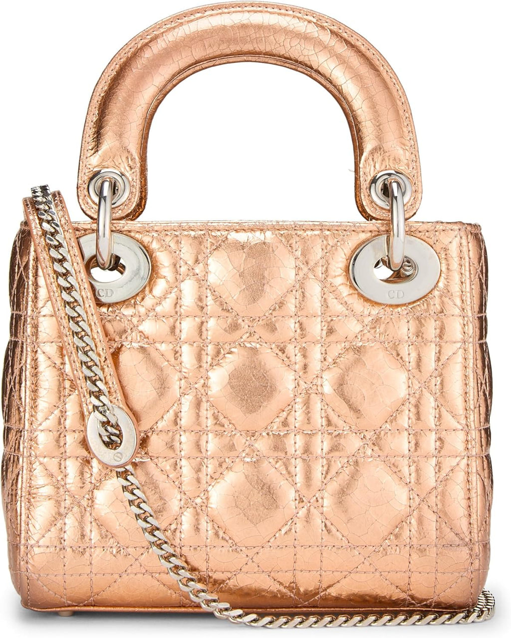 Christian Dior, Rose Gold Lambskin Lady Dior Mini, Pink