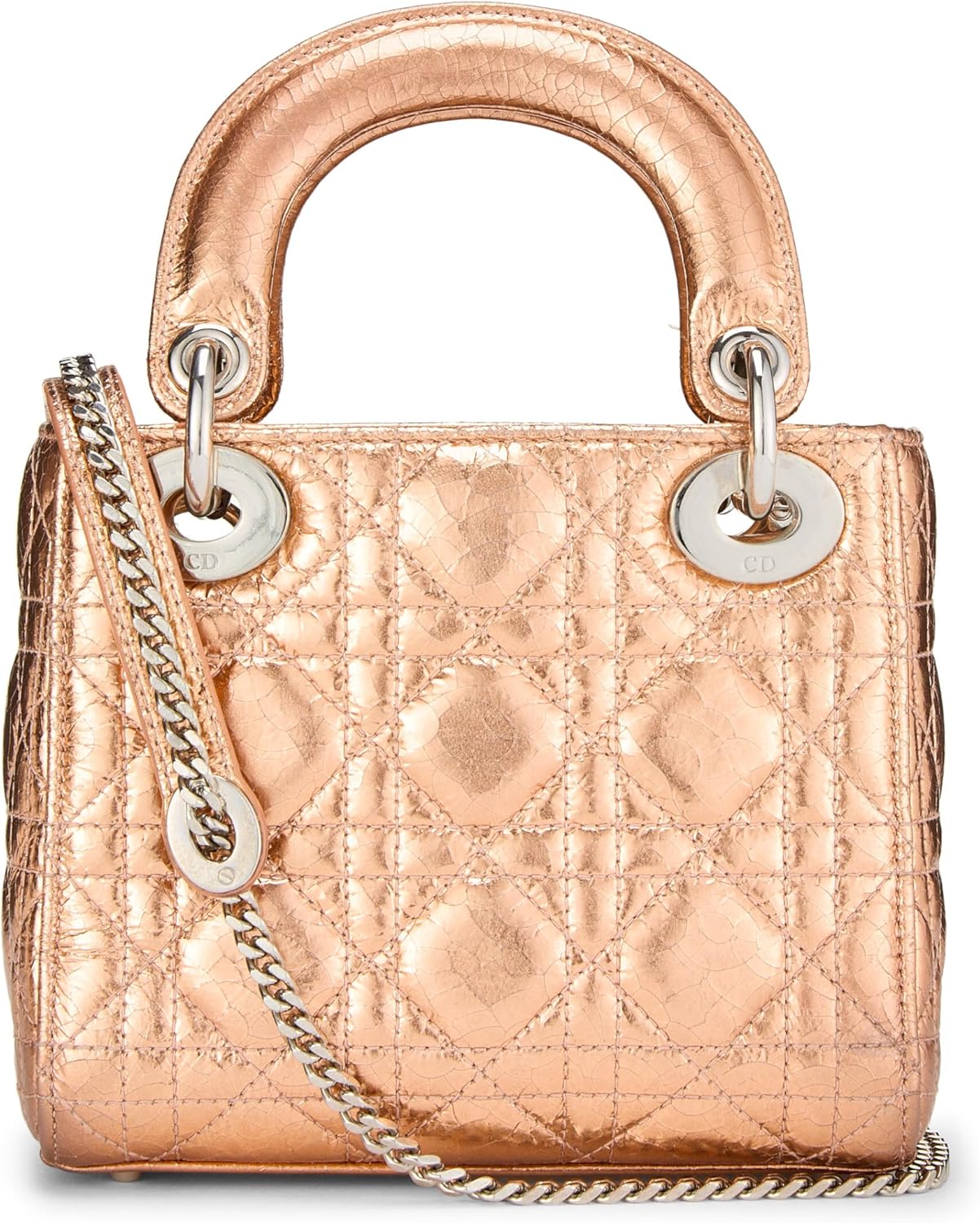 Christian Dior, Rose Gold Lambskin Lady Dior Mini, Pink