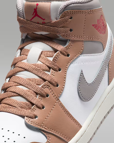 Nike Air Jordan 1 Mid "Hemp/White/College Gray/Fire Red" DQ8426-200 Men's