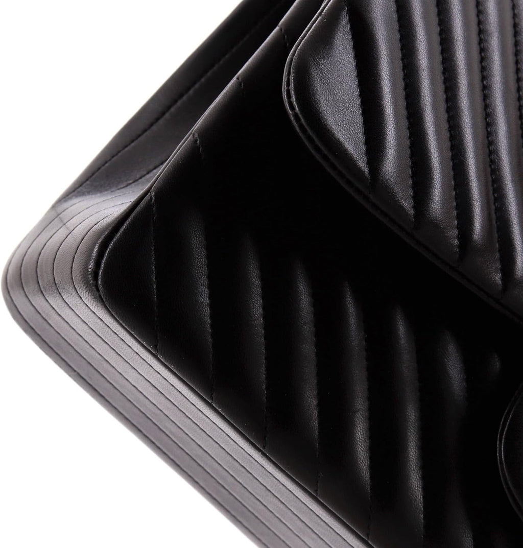Chanel, So Black Classic Double Flap Bag Chevron Lambskin Jumbo, Black